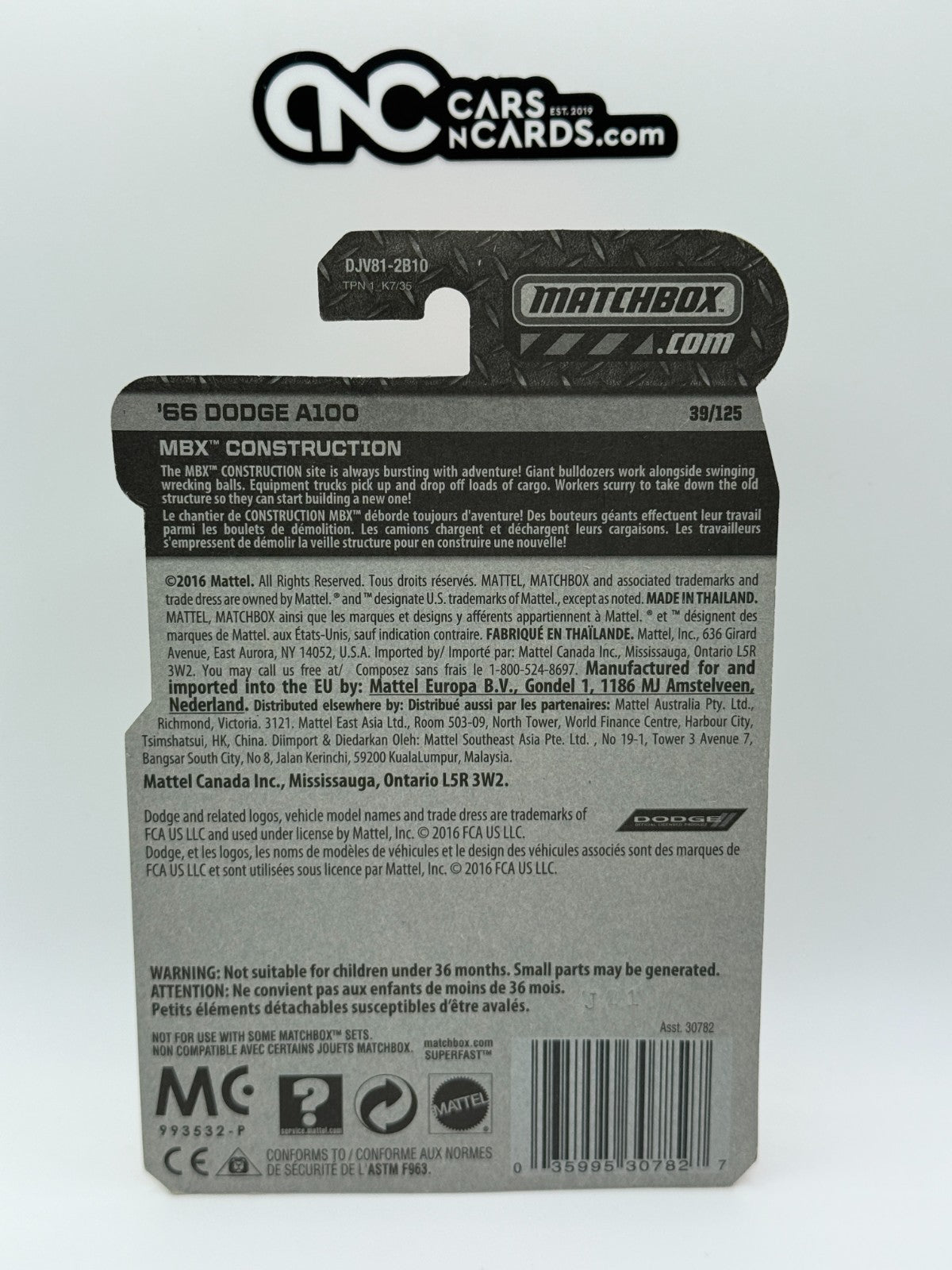 2016 Matchbox MBX Construction '66 Dodge A100 White