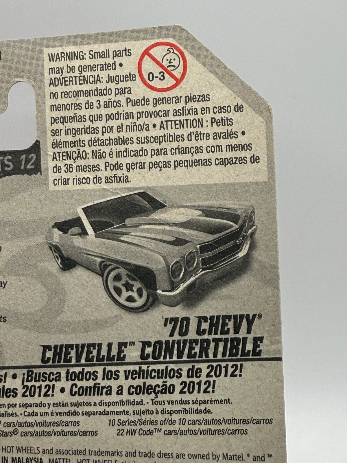 2012 Hot Wheels Treasure Hunt '70 Chevy Chevelle Convertible (Card Crease)