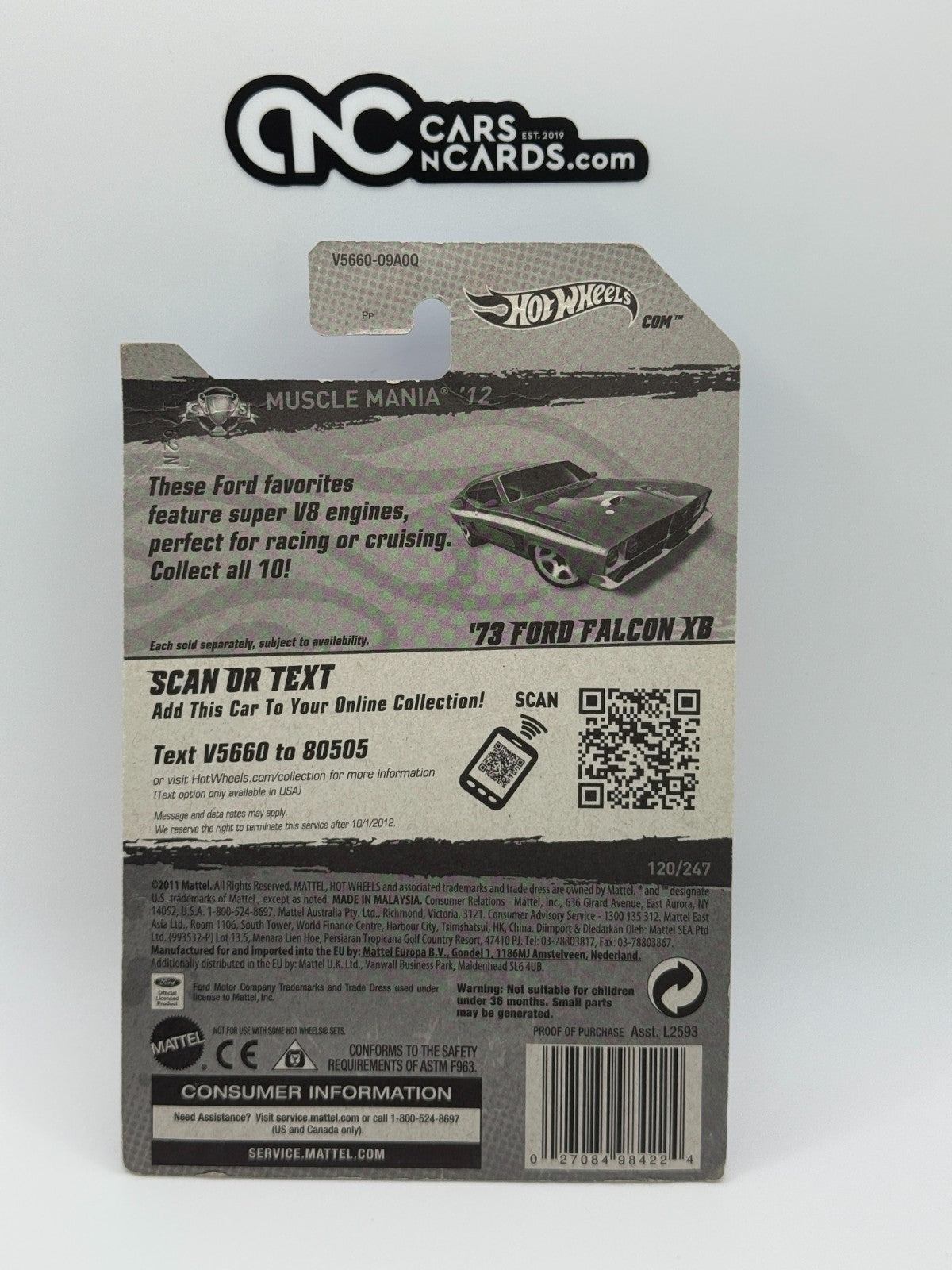 2012 Hot Wheels Muscle Mania '73 Ford Falcon XB Red (Card Crease)