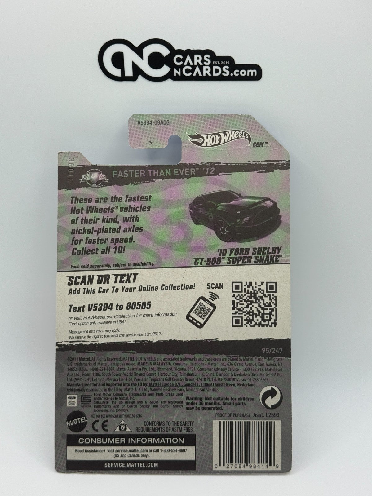 2012 Hot Wheels '10 Ford Shelby GT-500 Super Snake Black (Card Crease)