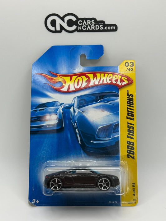 2008 Hot Wheels First Editions 03/40 Audi R8 Black (Soft Corners)