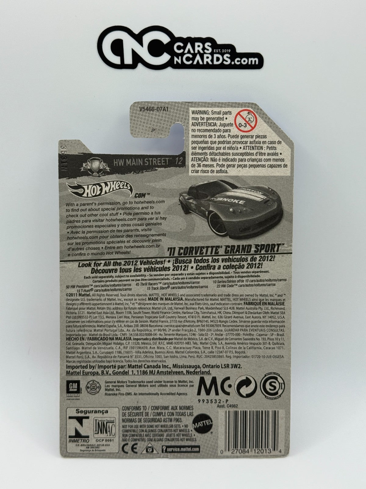 2012 Hot Wheels '11 Corvette Grand Sport Roanoke (Soft Corners)