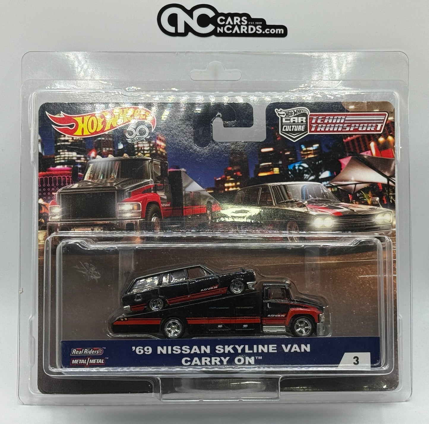 2018 Hot Wheels Premium Team Transport '69 Nissan Skyline Van #3 (Small Crease)