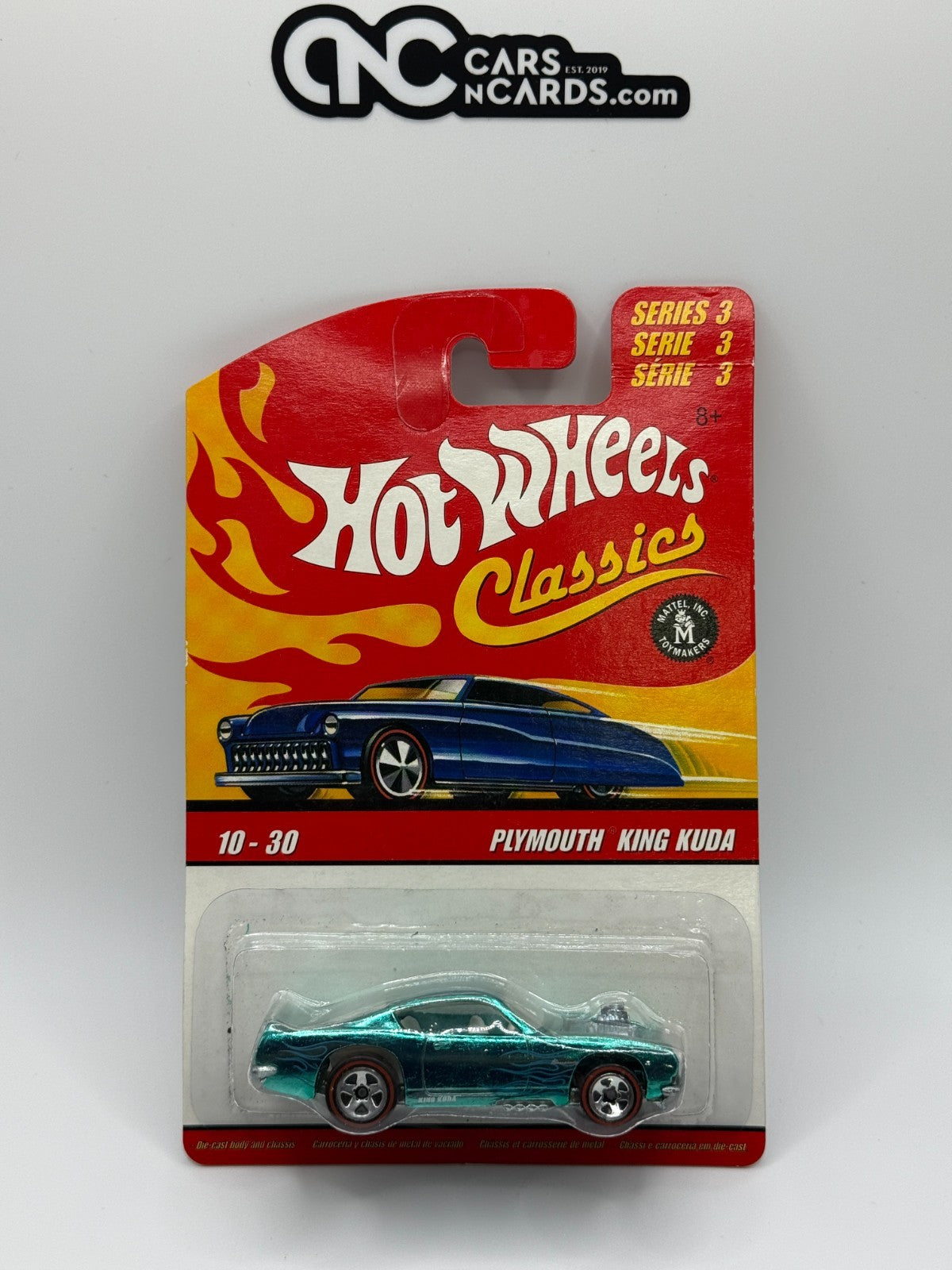 2007 Hot Wheels Classics Series 3 Plymouth King Kuda 10-30 Aqua (Card Crease)