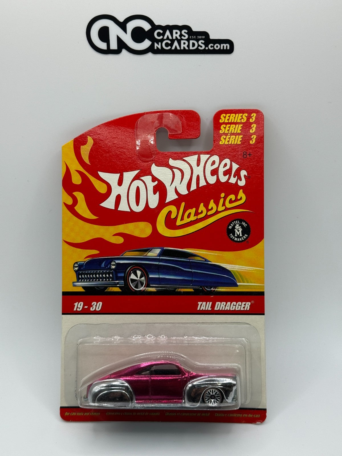 2007 Hot Wheels Classics Series 3 Tail Dragger 19-30 Pink (Card Crease)