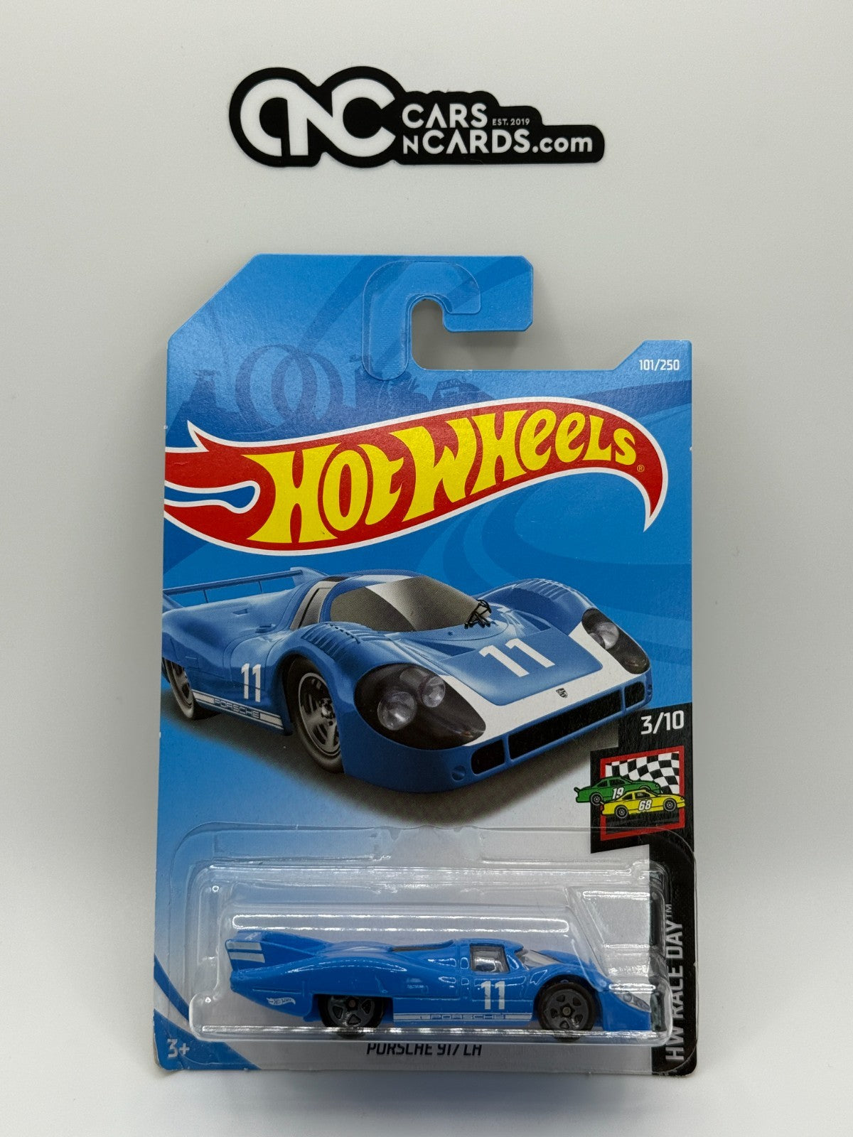 2019 Hot Wheels HW Race Day 3/10 Porsche 917 LH Blue (Soft Corners)
