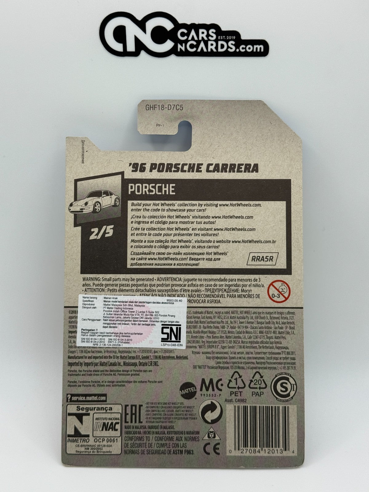 2020 Hot Wheels Porsche 2/5 '96 Porsche Carrera Yellow