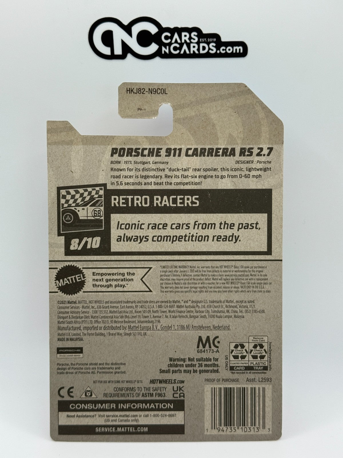 2023 Hot Wheels Retro Racers 8/10 Porsche 911 Carrera RS Orange