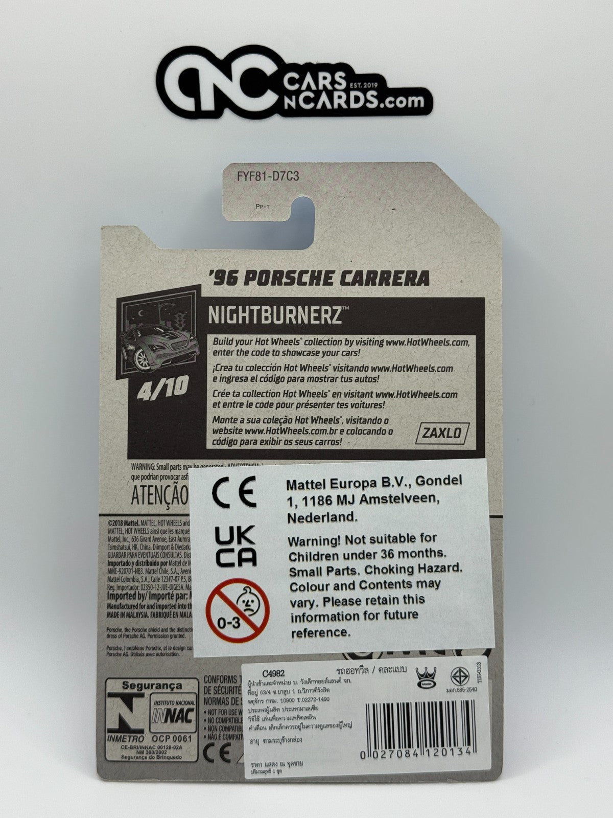 2019 Hot Wheels Nightburnerz 4/10 '96 Porsche Carrera Blue