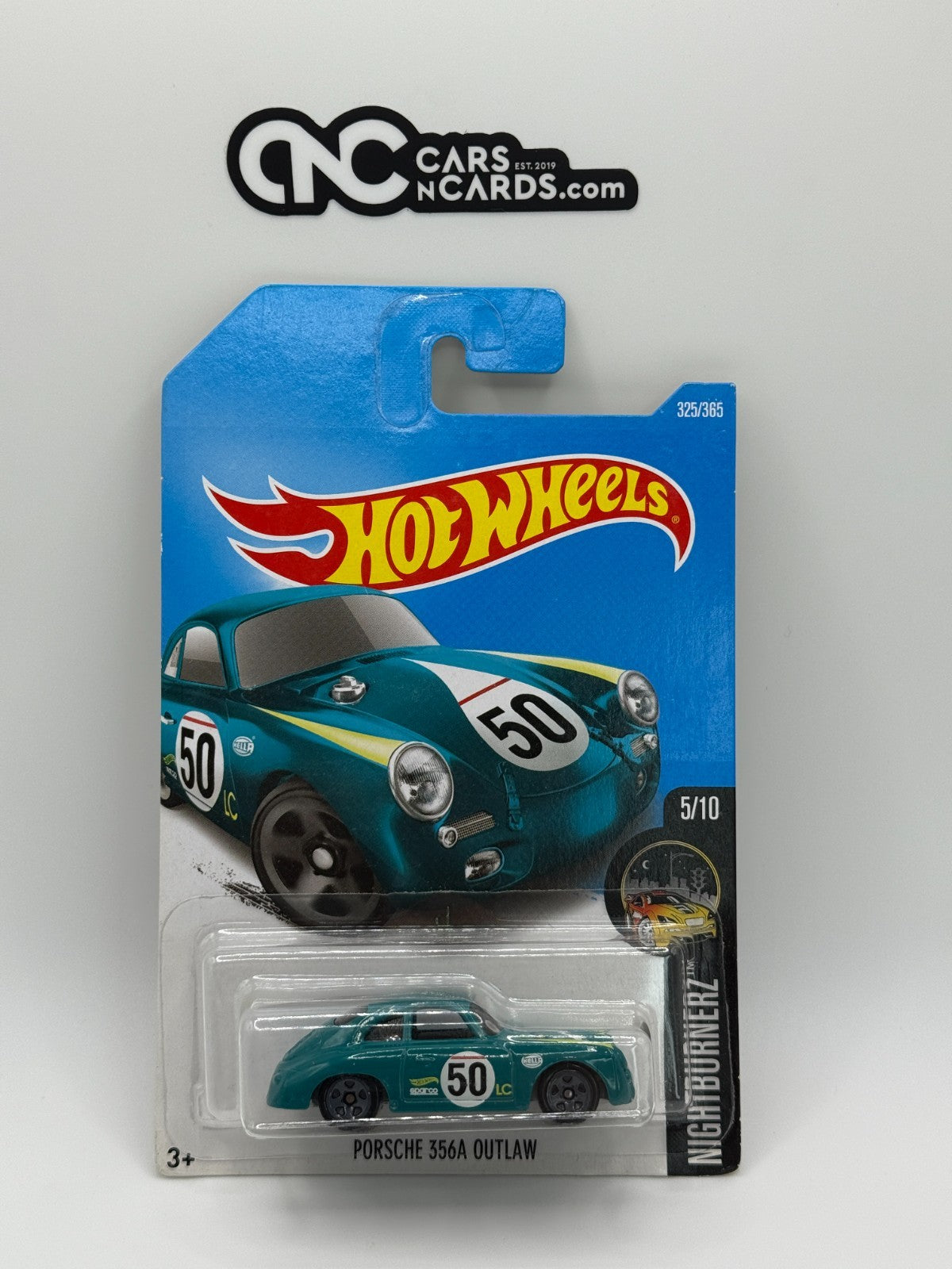 2017 Hot Wheels Nightburnerz 5/10 Porsche 356A Outlaw Teal (Soft Corners)