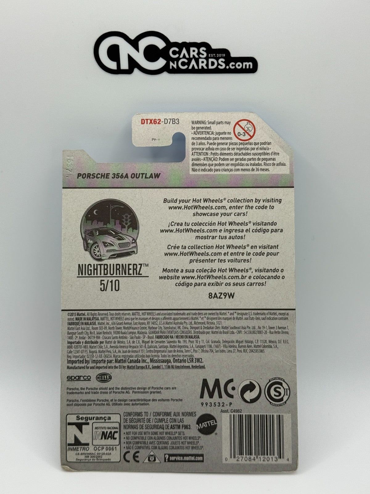 2017 Hot Wheels Nightburnerz 5/10 Porsche 356A Outlaw Teal (Soft Corners)