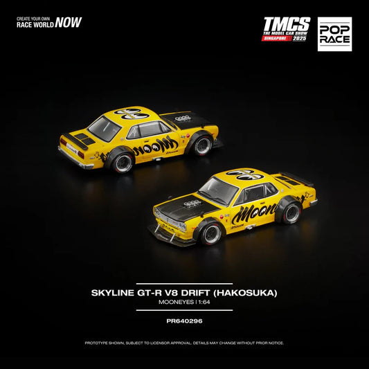POPRACE 1:64 SKYLINE GT-R V8 DRIFT (HAKOSUKA) MOONEYES TMCS SINGAPORE SEALED
