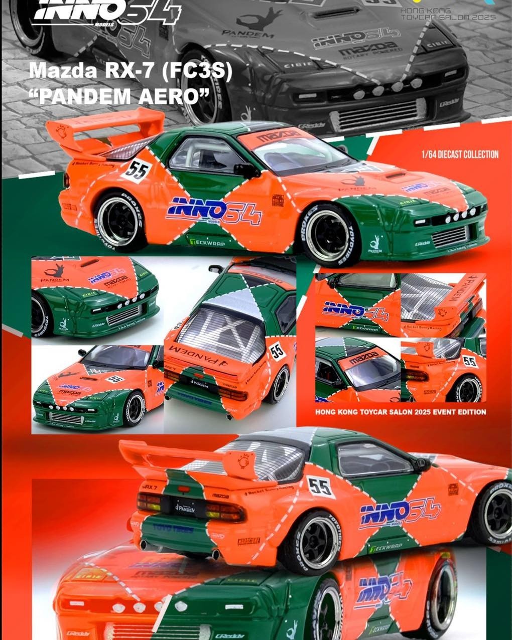 INNO64 1:64 Mazda RX-7 (FC3S) PANDEM AERO Hong Kong ToyCar Salon 2025 Exclusive