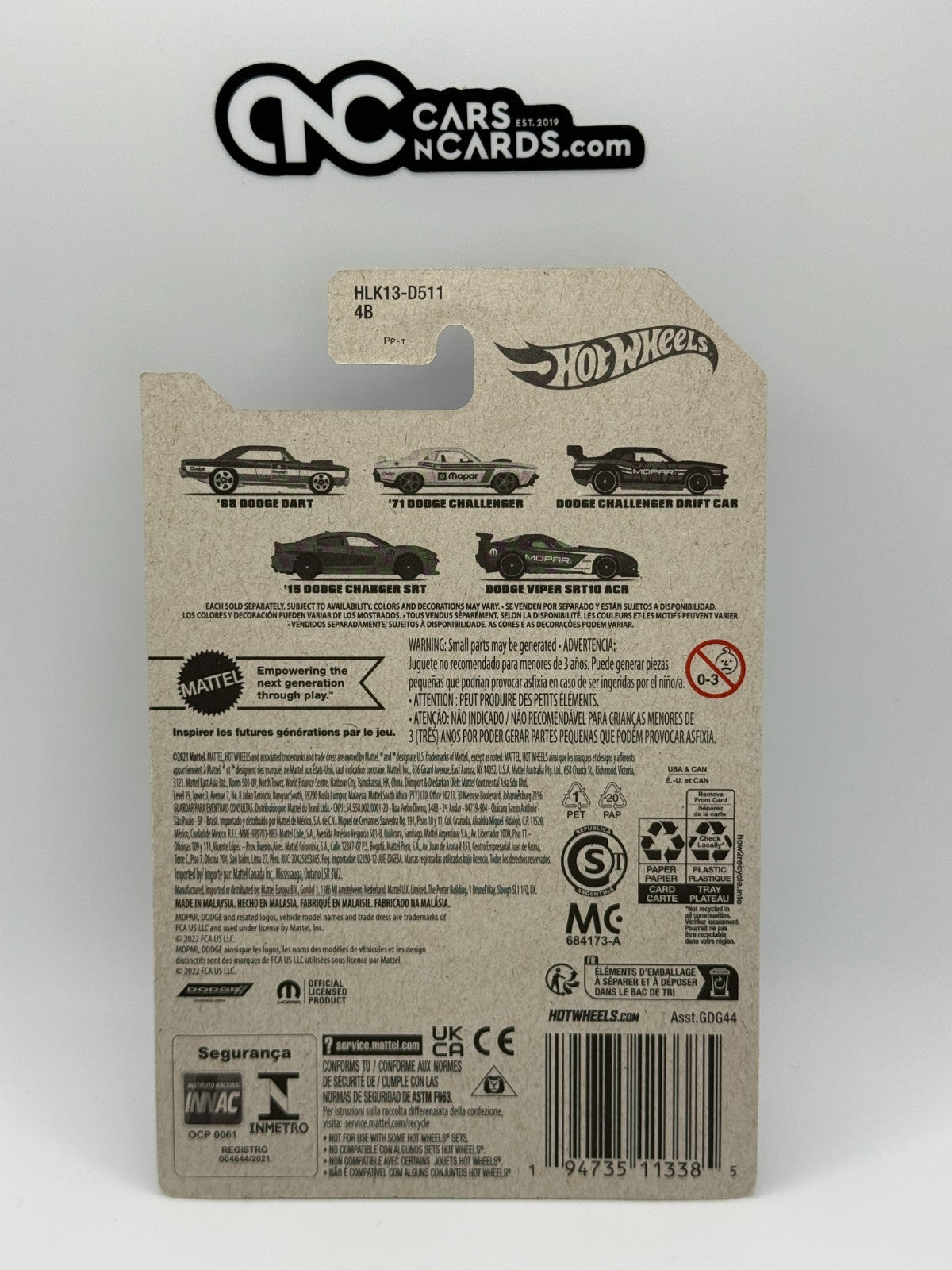 2022 Hot Wheels Mopar 3/5 Dodge Challenger Drift Car