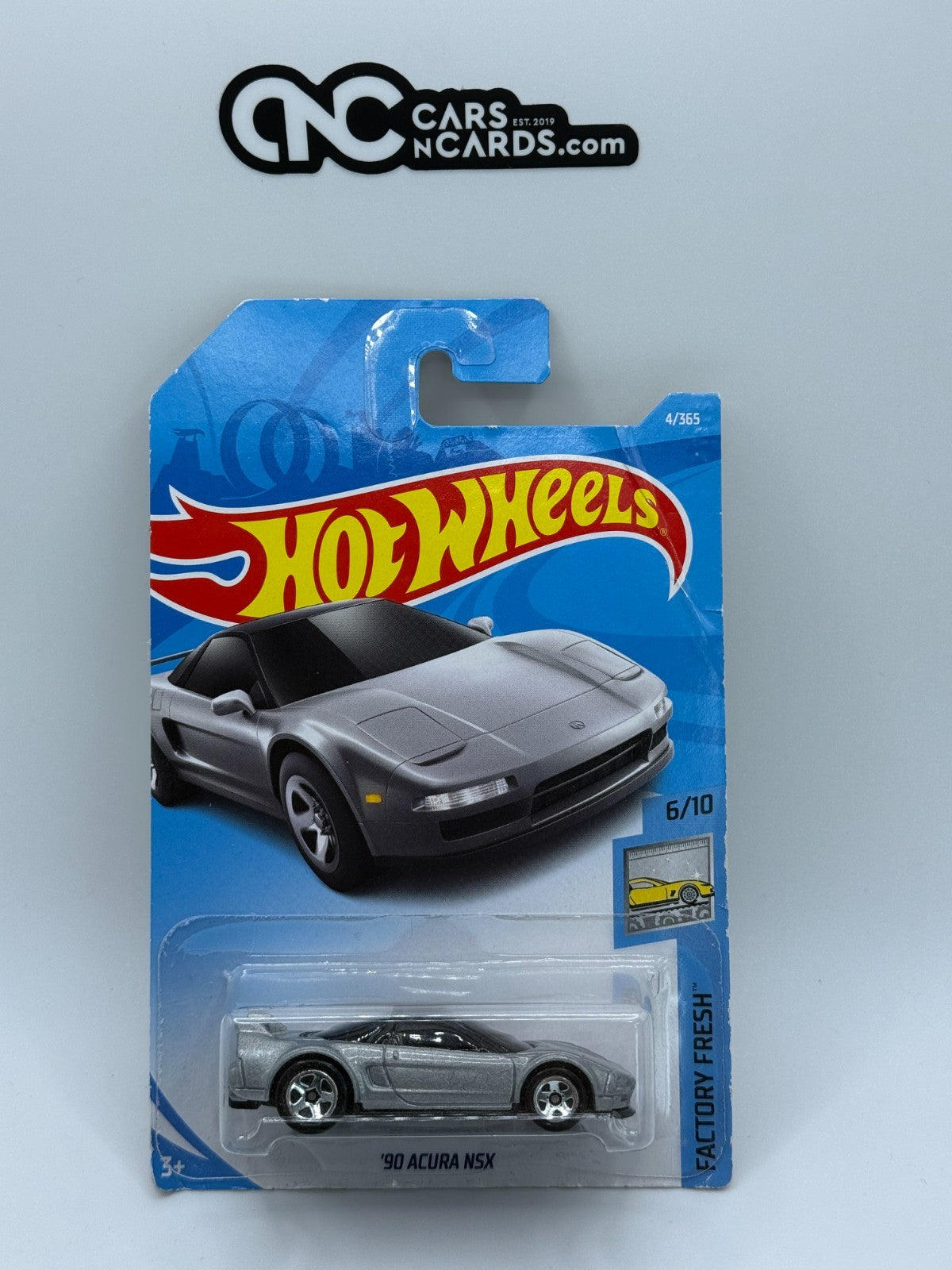 2019 Hot Wheels Factory Fresh 6/10 '90 Acura NSX Silver (Card Damage)