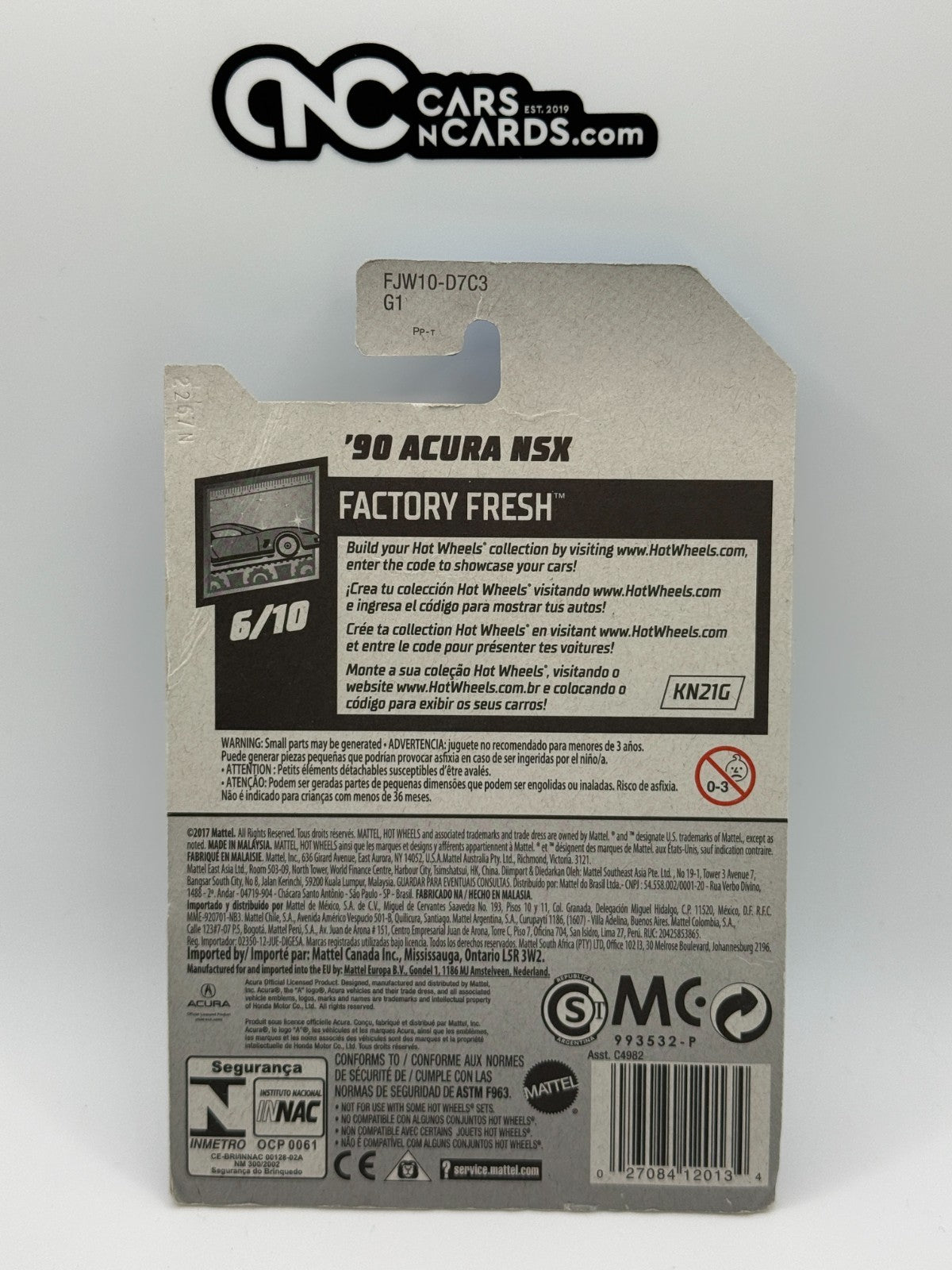 2019 Hot Wheels Factory Fresh 6/10 '90 Acura NSX Silver (Card Damage)