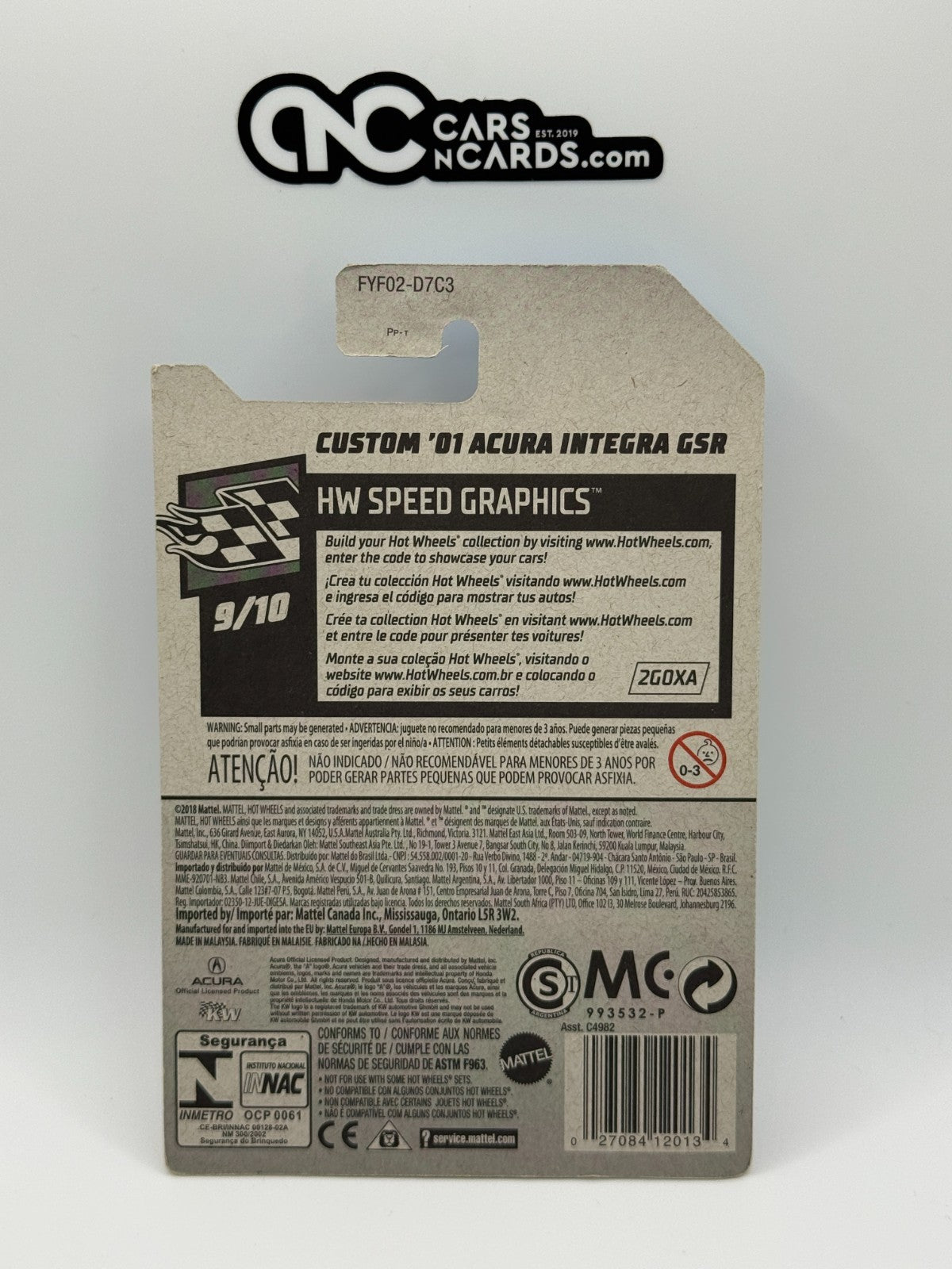 2019 Hot Wheels HW Speed Graphics 9/10 Custom '01 Acura Integra GSR Black