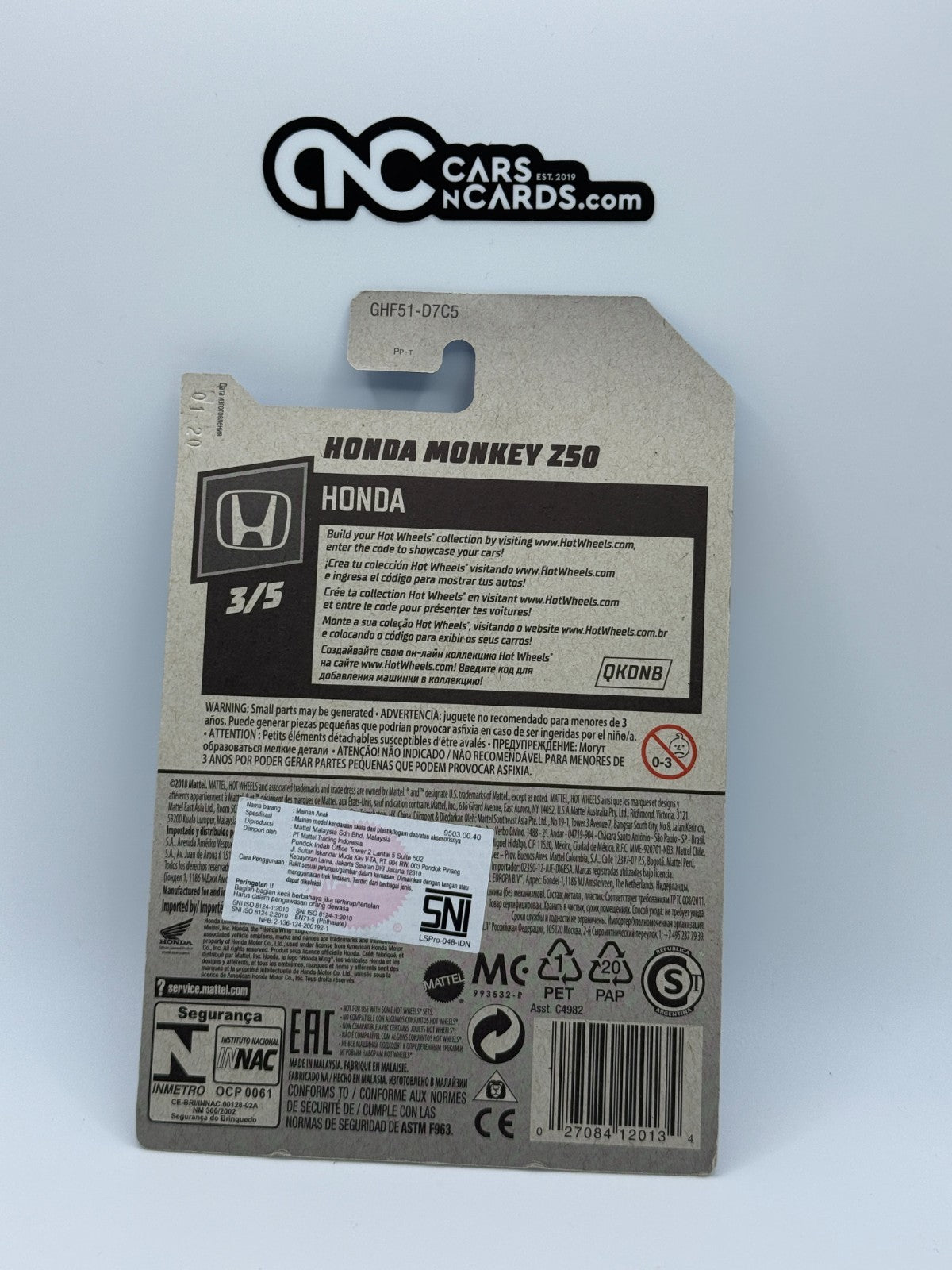 2020 Hot Wheels Honda 3/5 Honda Monkey Z50 White