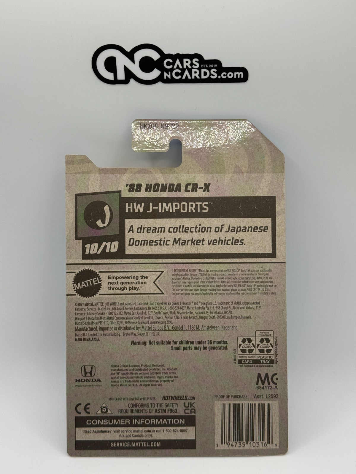 2023 Hot Wheels HW J-Imports 10/10 '88 Honda CR-X Blue