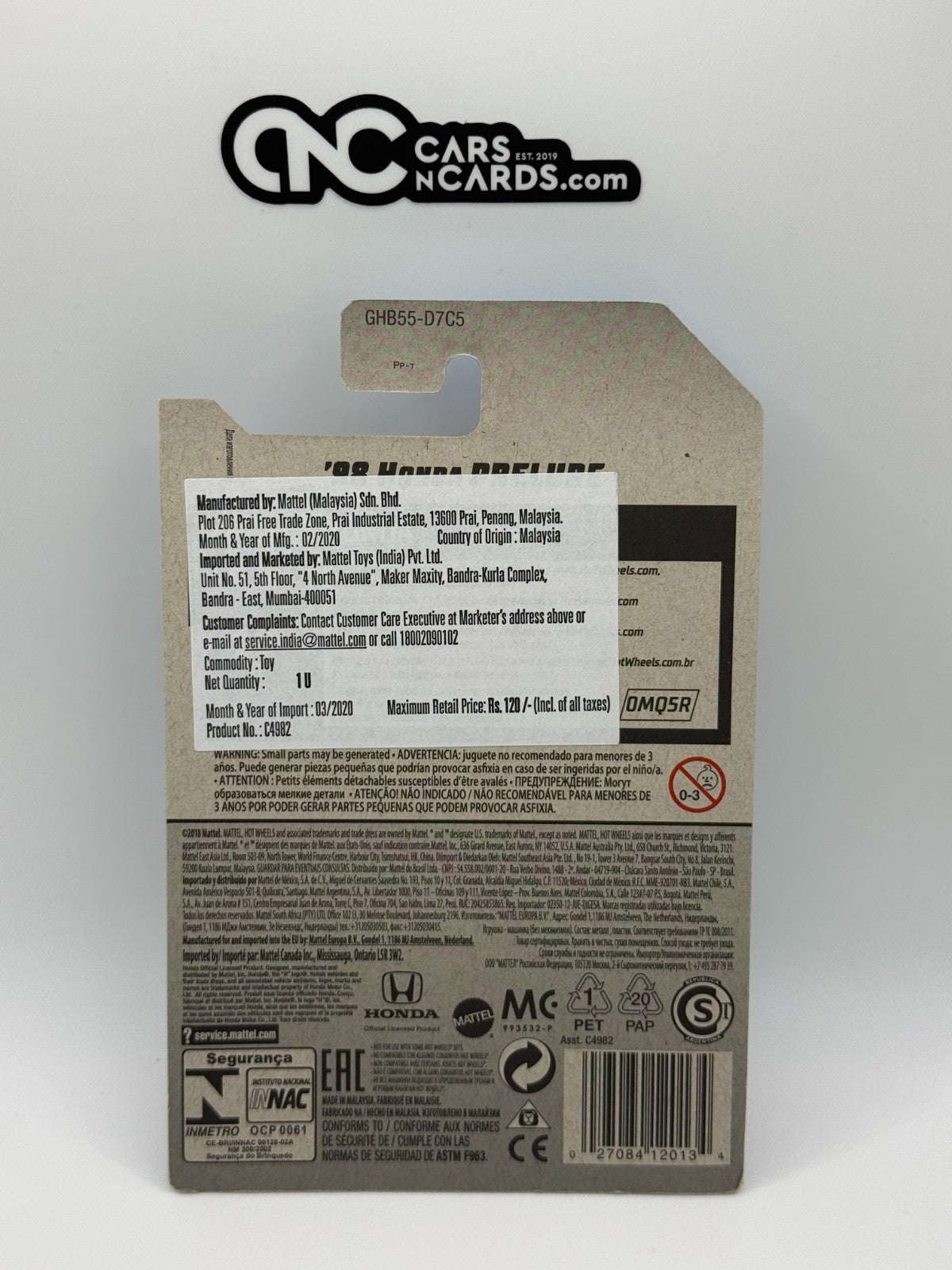 2020 Hot Wheels Honda 1/5 '98 Honda Prelude Silver