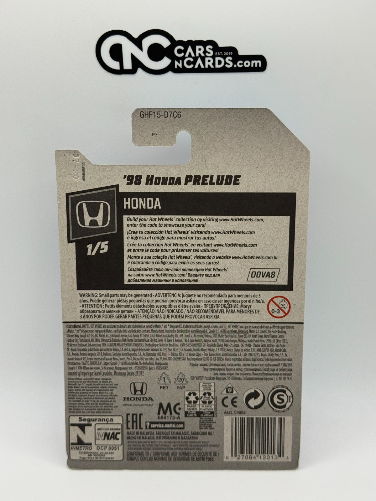 2020 Hot Wheels Honda 1/5 '98 Honda Prelude Blue