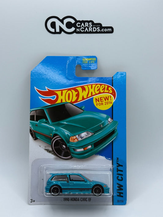 2014 Hot Wheels HW City 1990 Honda Civic EF Blue (Card Damage)