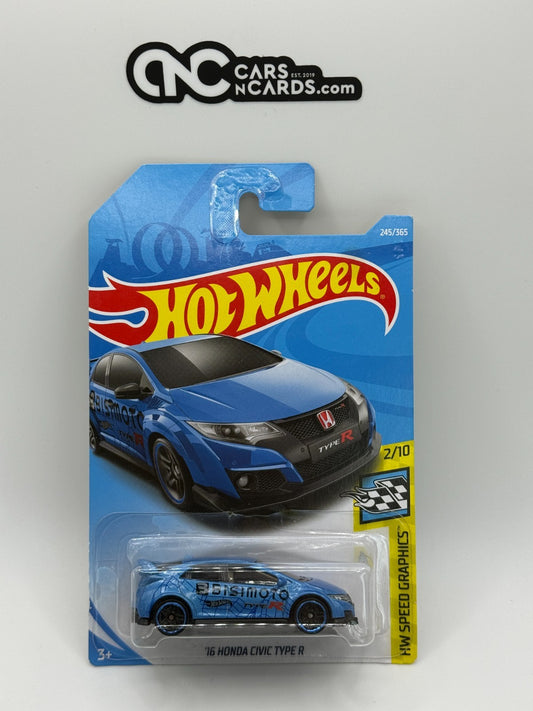 2018 Hot Wheels HW Speed Graphics 2/10 '16 Honda Civic Type R Blue