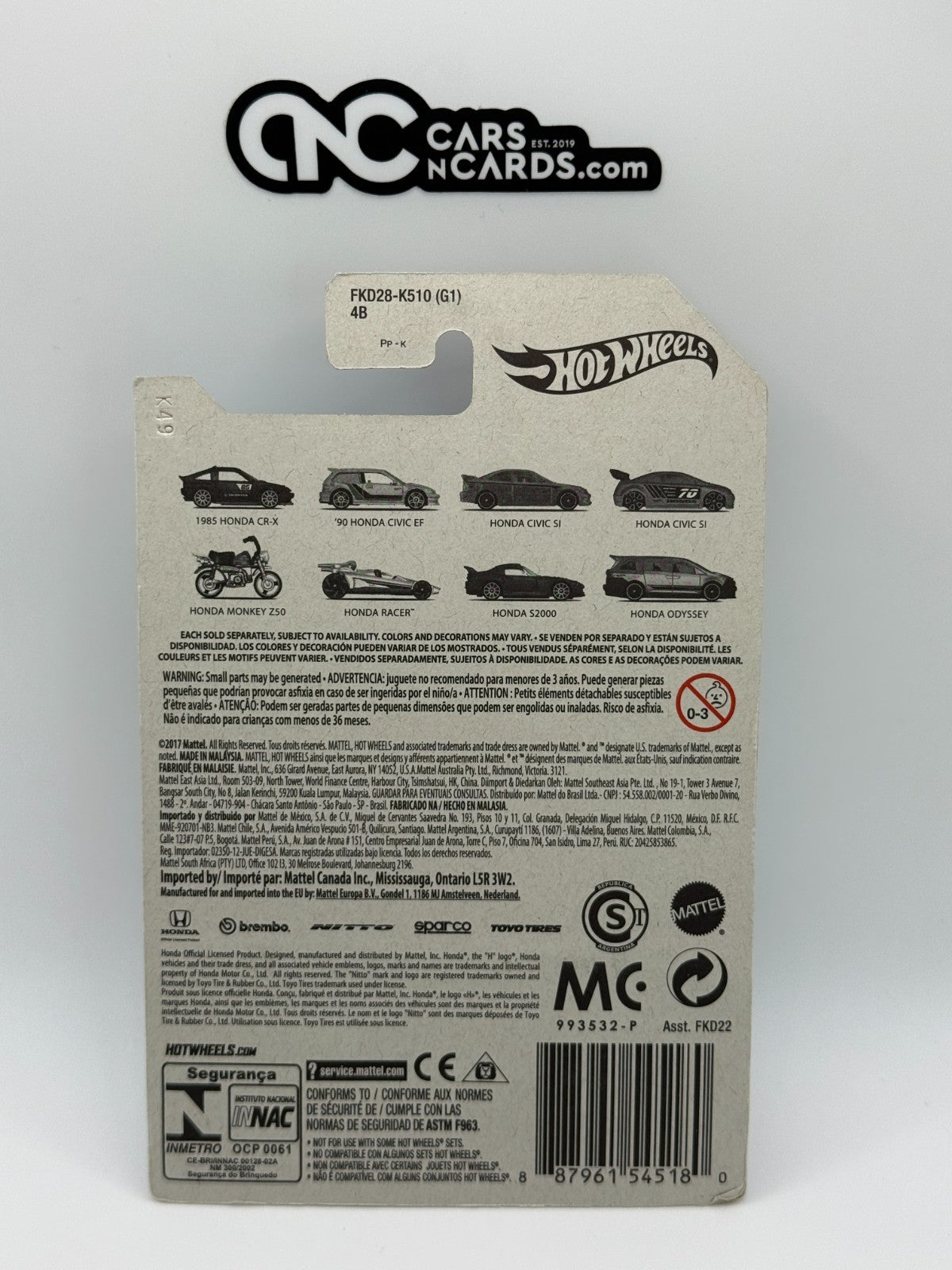 2017 Hot Wheels Honda Series 6/8 Honda Racer