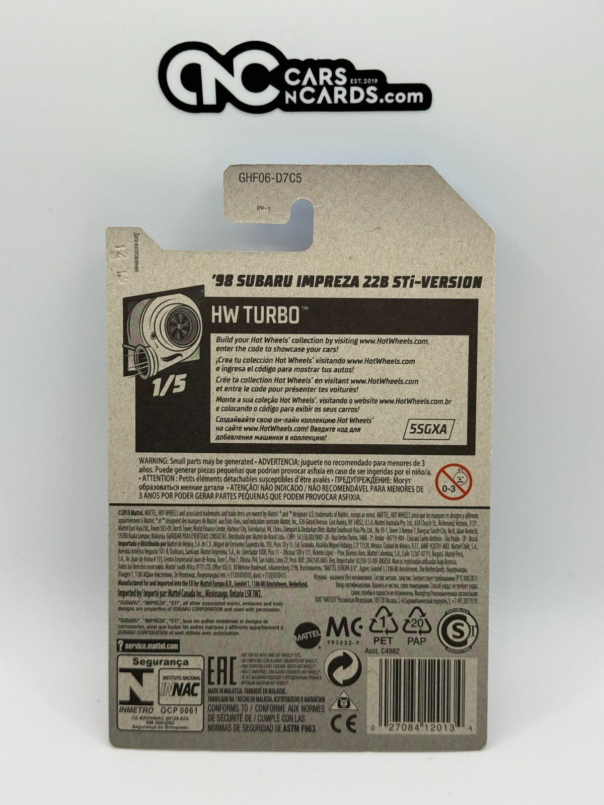 2020 Hot Wheels HW Turbo 1/5 '98 Subaru 22B STi-Version Red