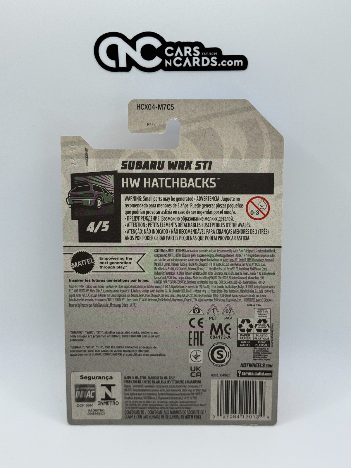 2022 Hot Wheels HW Hatchbacks 4/5 Subaru WRX STI Red