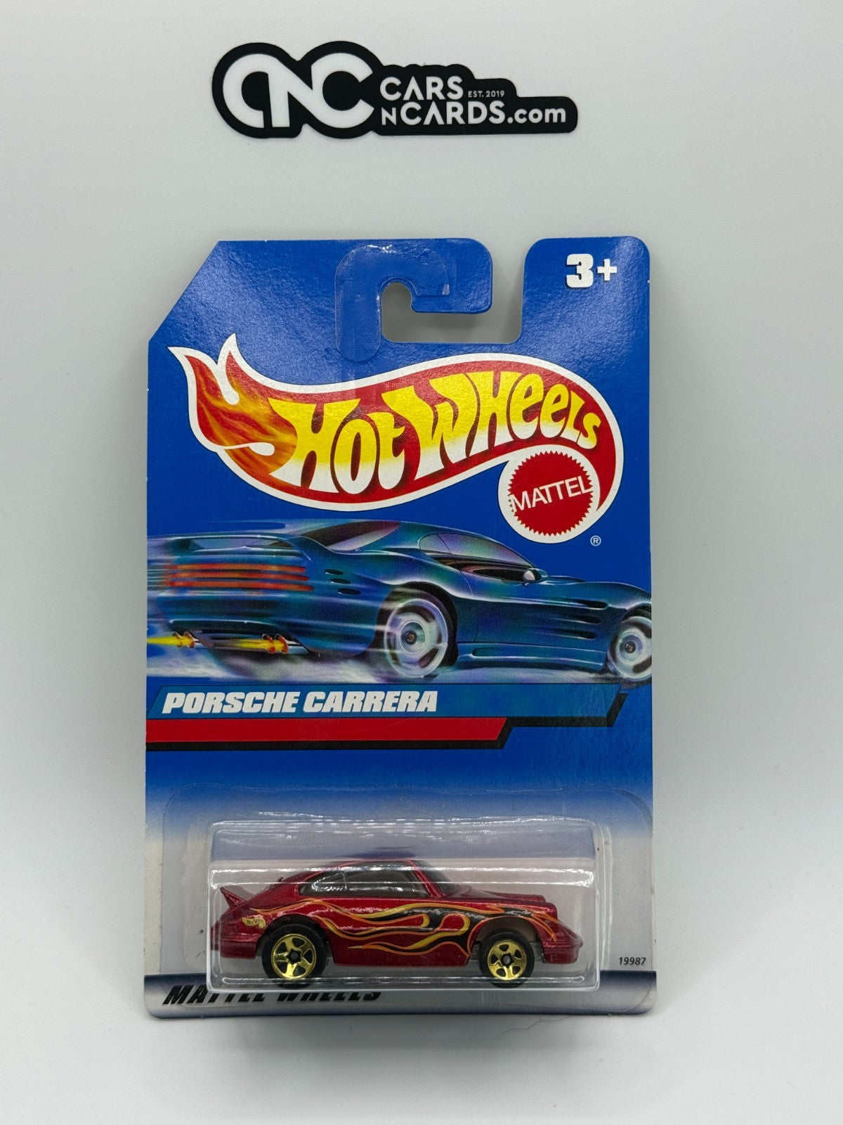 1998 Hot Wheels Porsche Carrera Red With Flames Metal Base