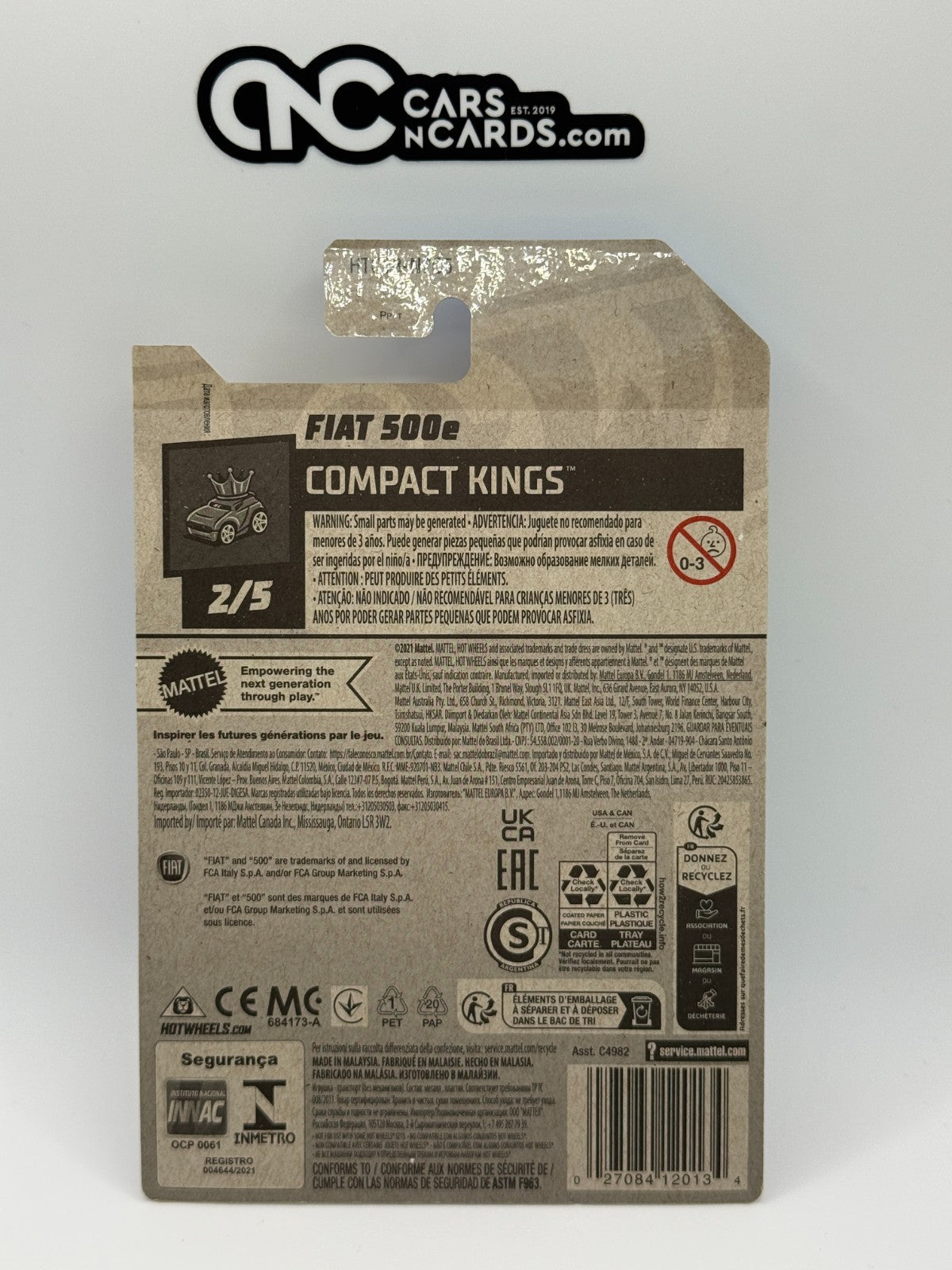 2024 Hot Wheels Compact Kings 2/5 Fiat 500E Gray