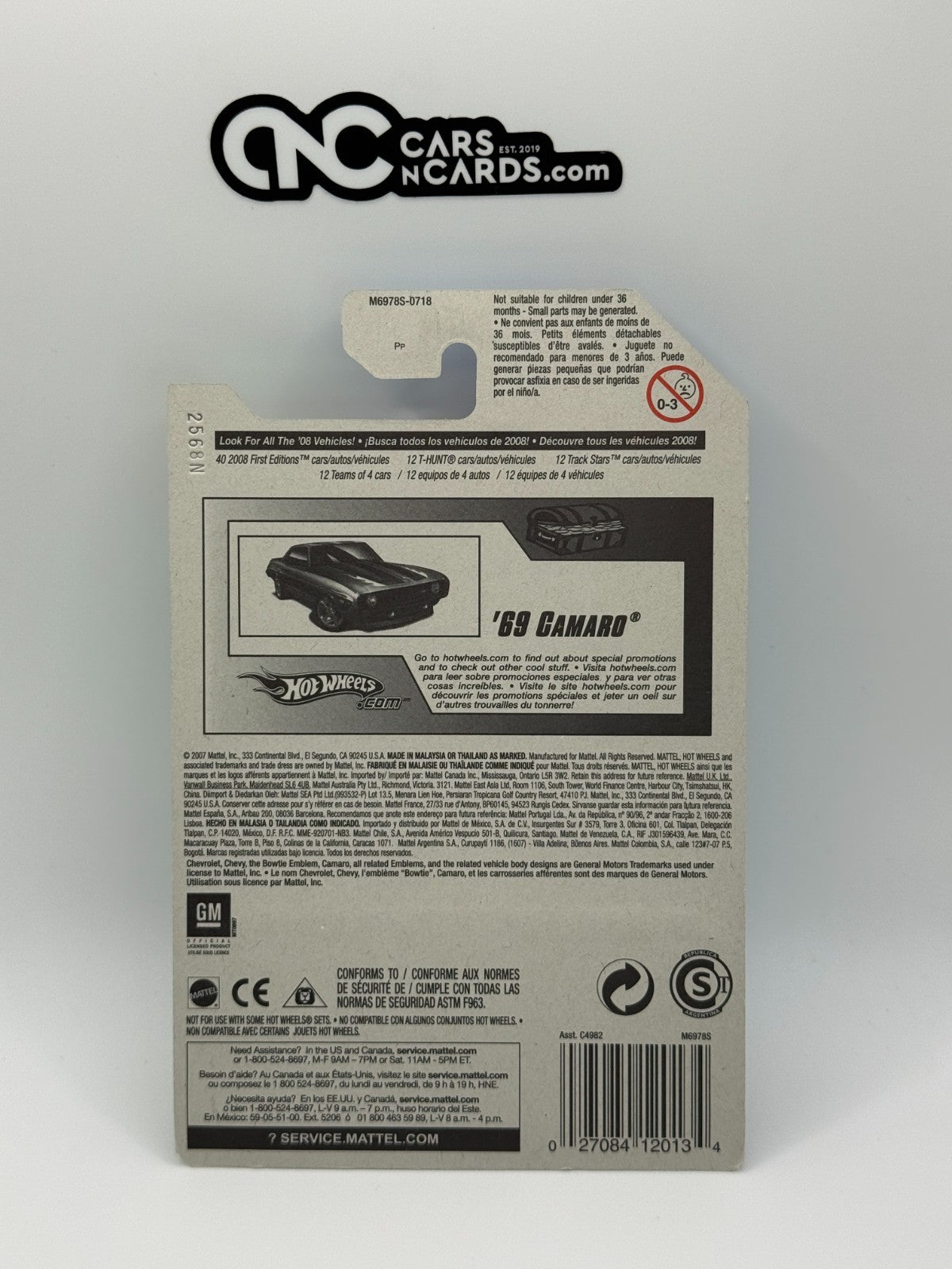 2008 Hot Wheels Super Treasure Hunt 12/12 '69 Camaro With Protector