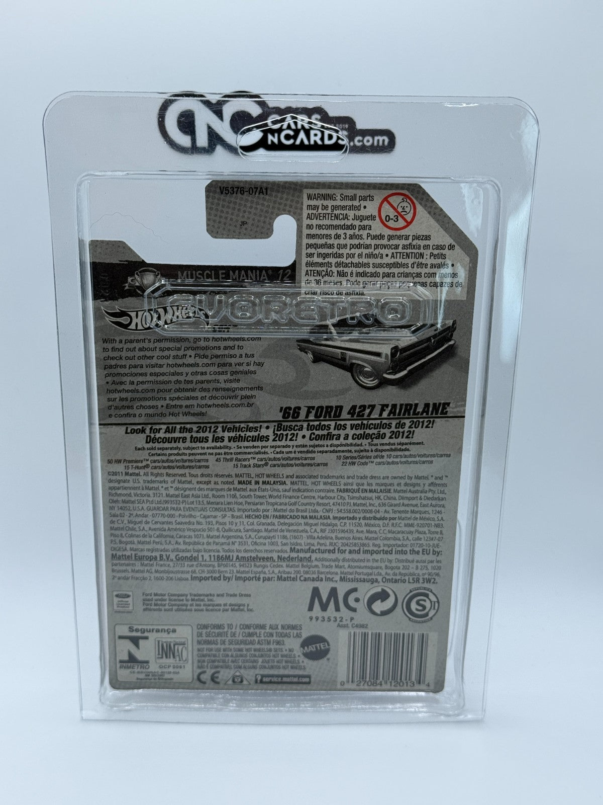 2012 Hot Wheels Super Treasure Hunt '66 Ford 427 Fairlane With Protector