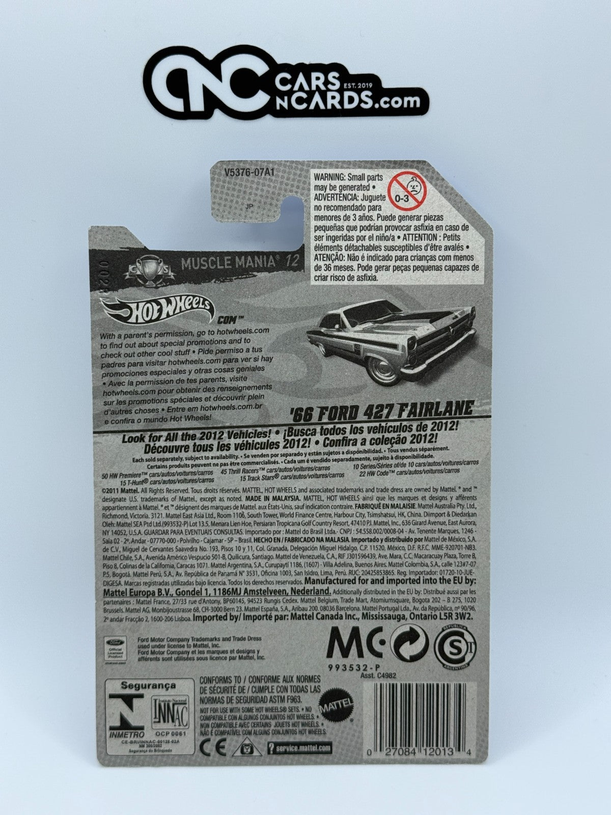2012 Hot Wheels Super Treasure Hunt '66 Ford 427 Fairlane With Protector