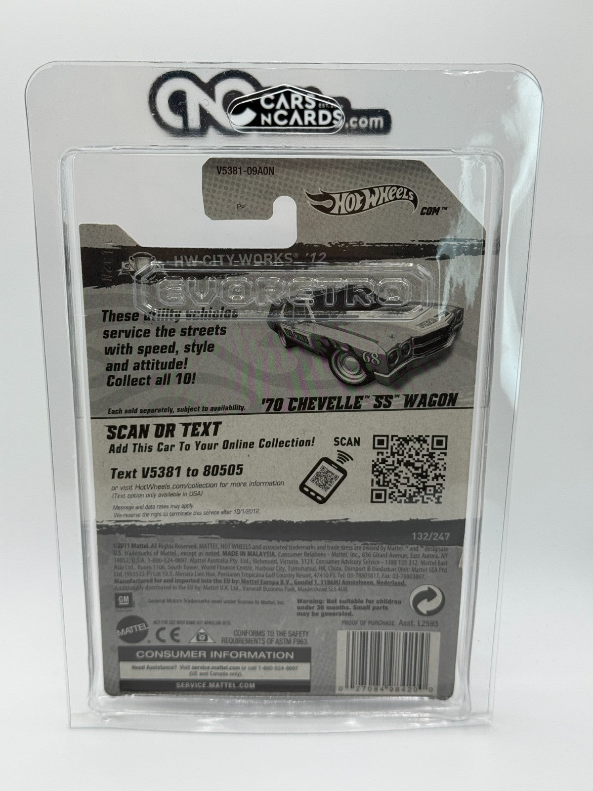 2012 Hot Wheels Super Treasure Hunt '70 Chevelle SS Wagon With Protector