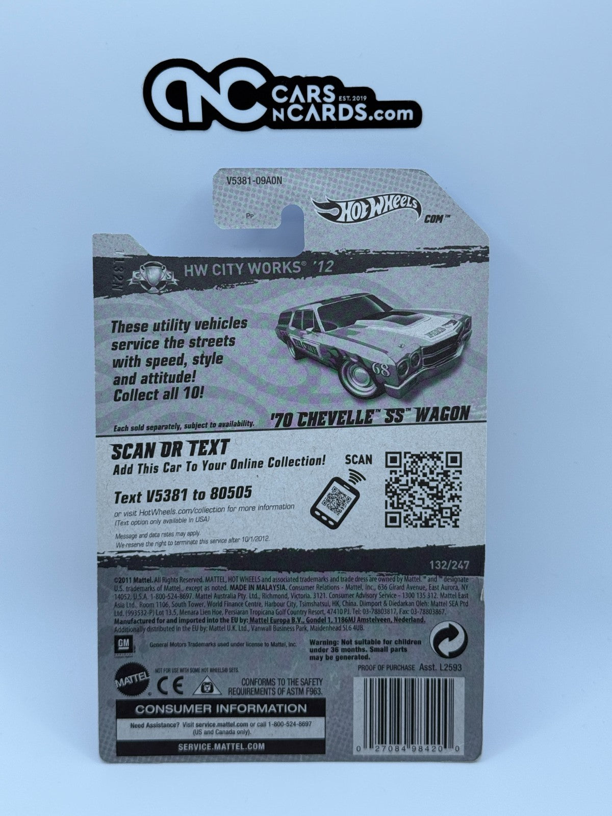 2012 Hot Wheels Super Treasure Hunt '70 Chevelle SS Wagon With Protector
