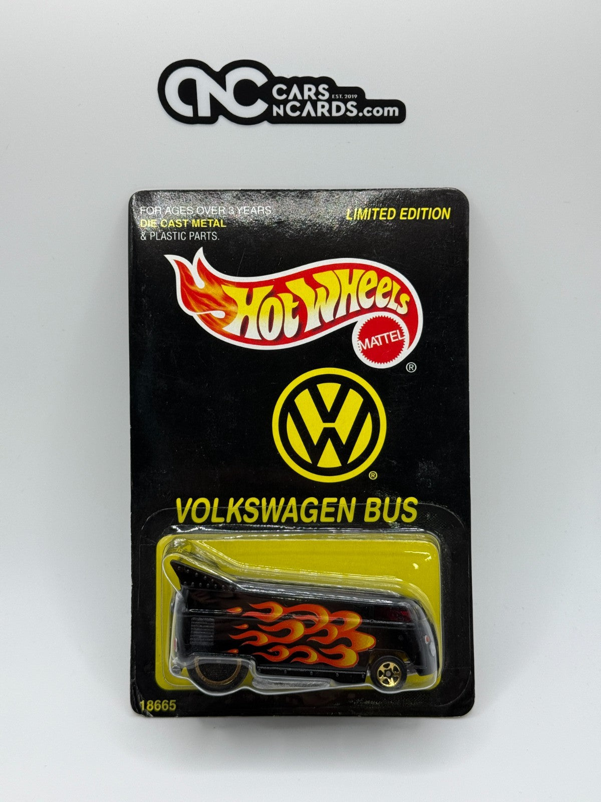 1997 Hot Wheels Limited Edition Volkswagen Drag Bus Black with Flames