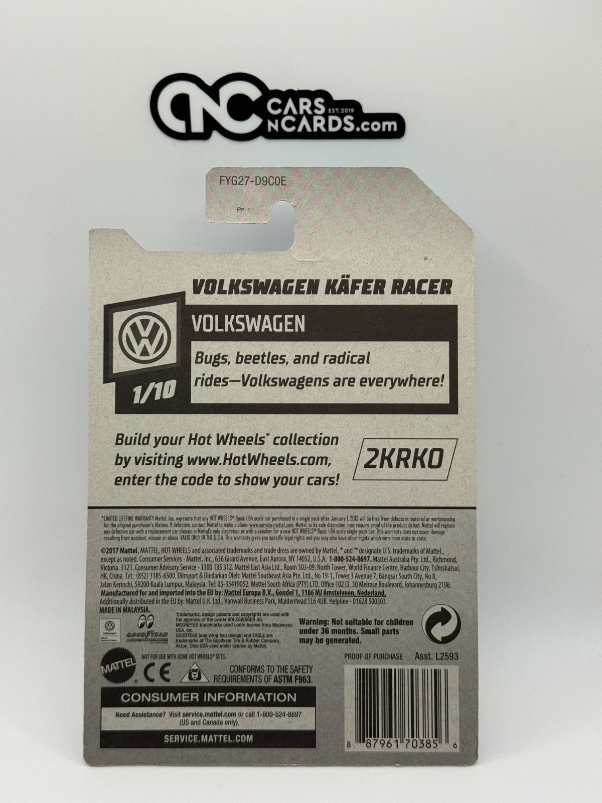 2019 Hot Wheels Zamac Volkswagen Kafer Racer Mooneyes (Small Crease)