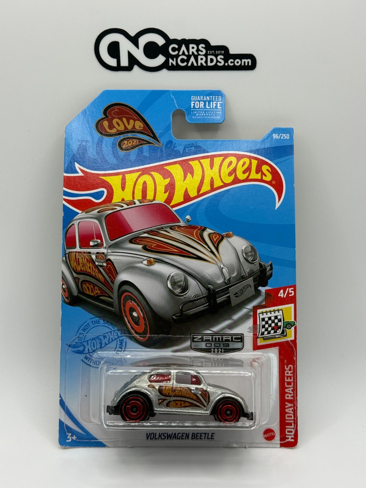 2021 Hot Wheels Holiday Racers 4/5 Zamac Volkswagen Beetle (Card Damage)