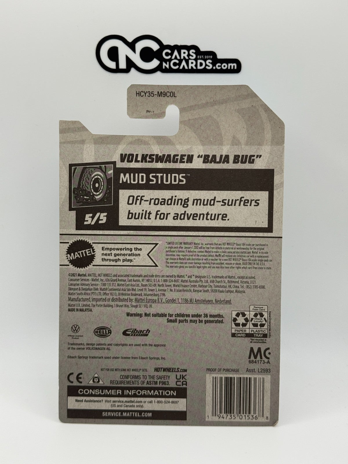 2022 Hot Wheels Mud Studs 5/5 Zamac Volkswagen "Baja Bug"