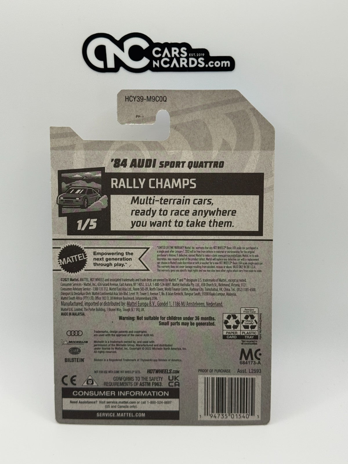 2022 Hot Wheels Rally Champs 1/5 Zamac '84 Audi Quattro Coupe