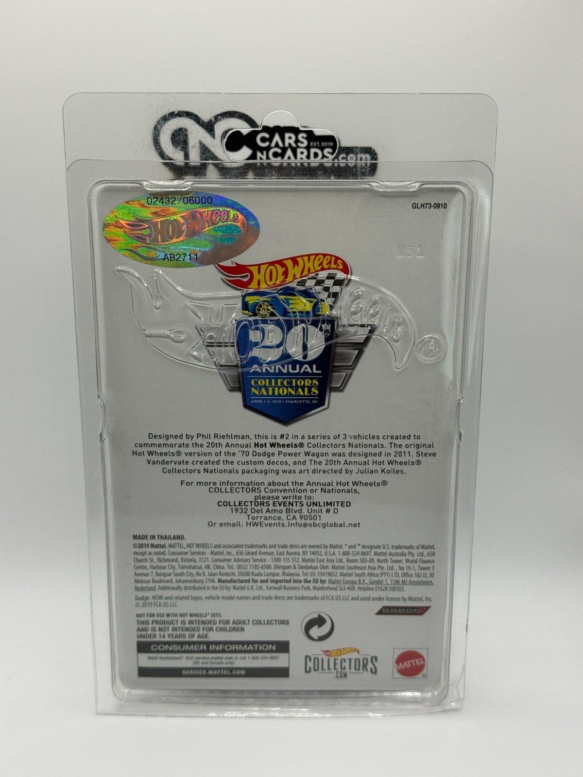 2020 Hot Wheels 20th Annual Nationals '70 Dodge Power Wagon Convention Car