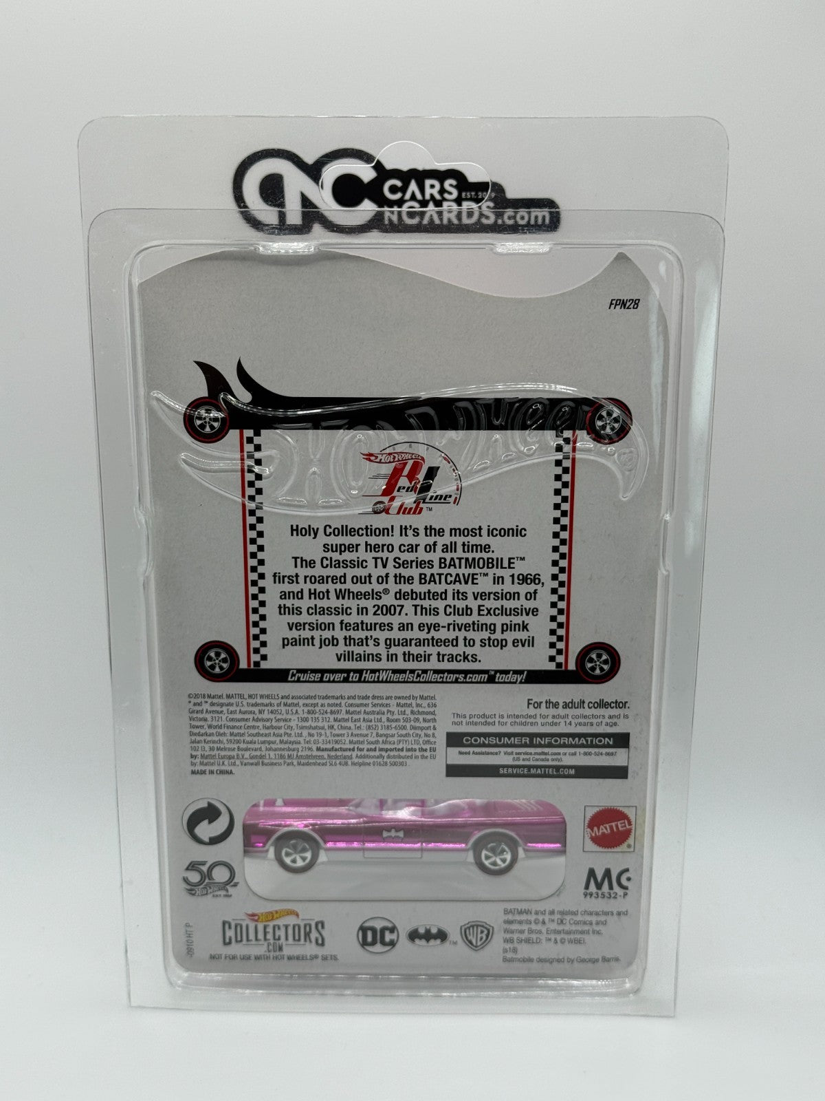 2018 Hot Wheels RLC Classic TV Series Batmobile Pink Convention Car