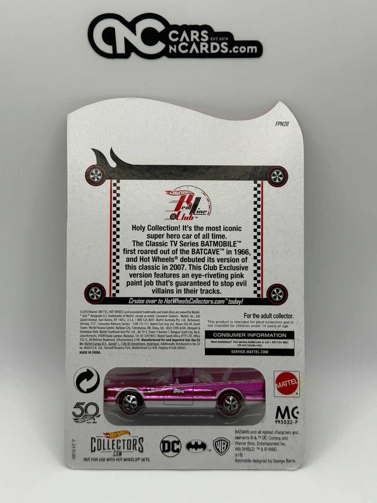 2018 Hot Wheels RLC Classic TV Series Batmobile Pink Convention Car