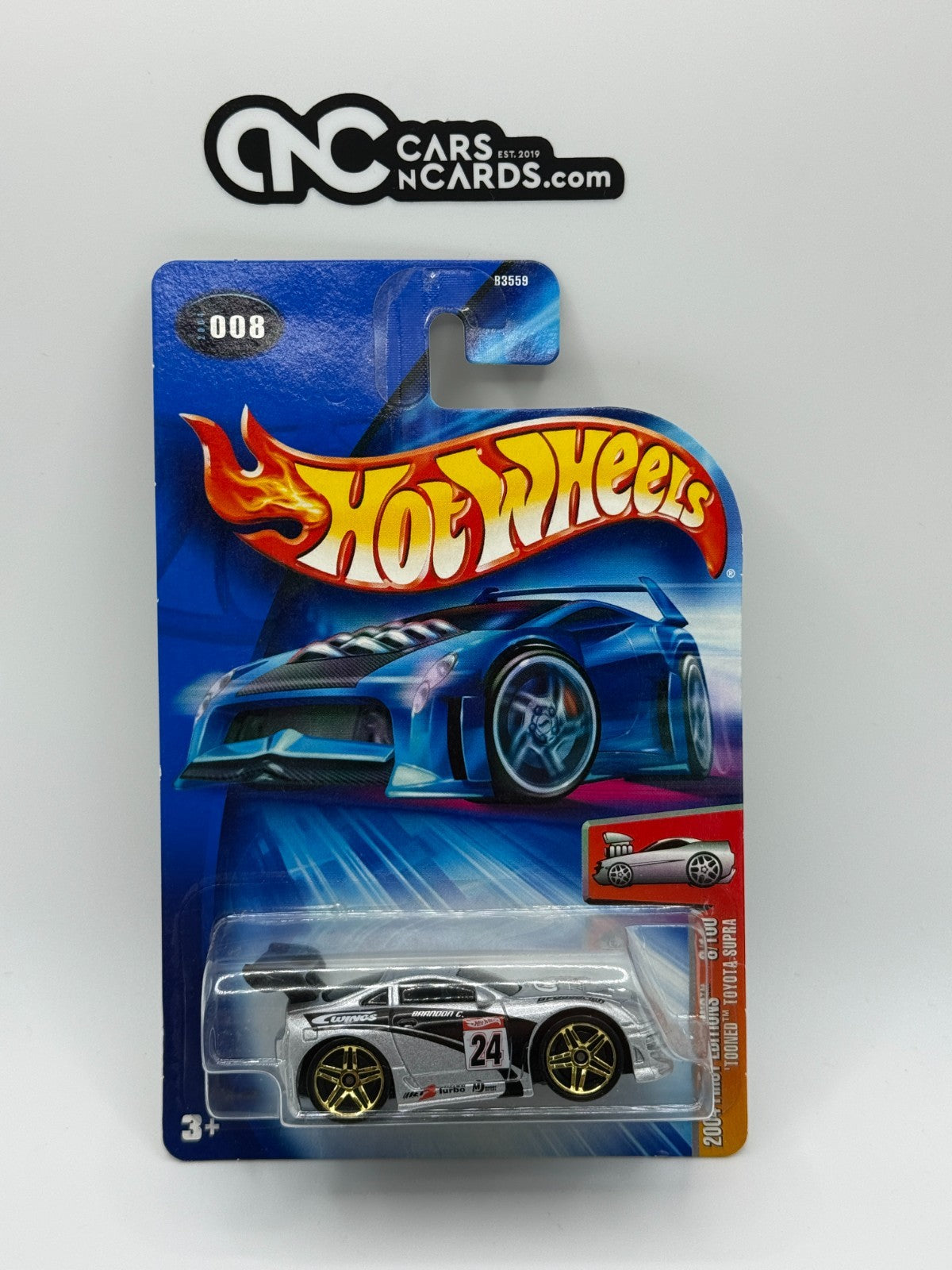 2004 Hot Wheels First Editions 8/100 Tooned Toyota Supra Silver/Zamac