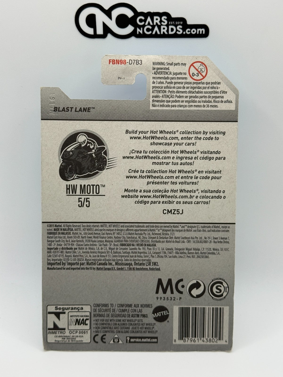 2017 Hot Wheels HW Moto 5/5 Zamac Blast Lane (Small Crease)