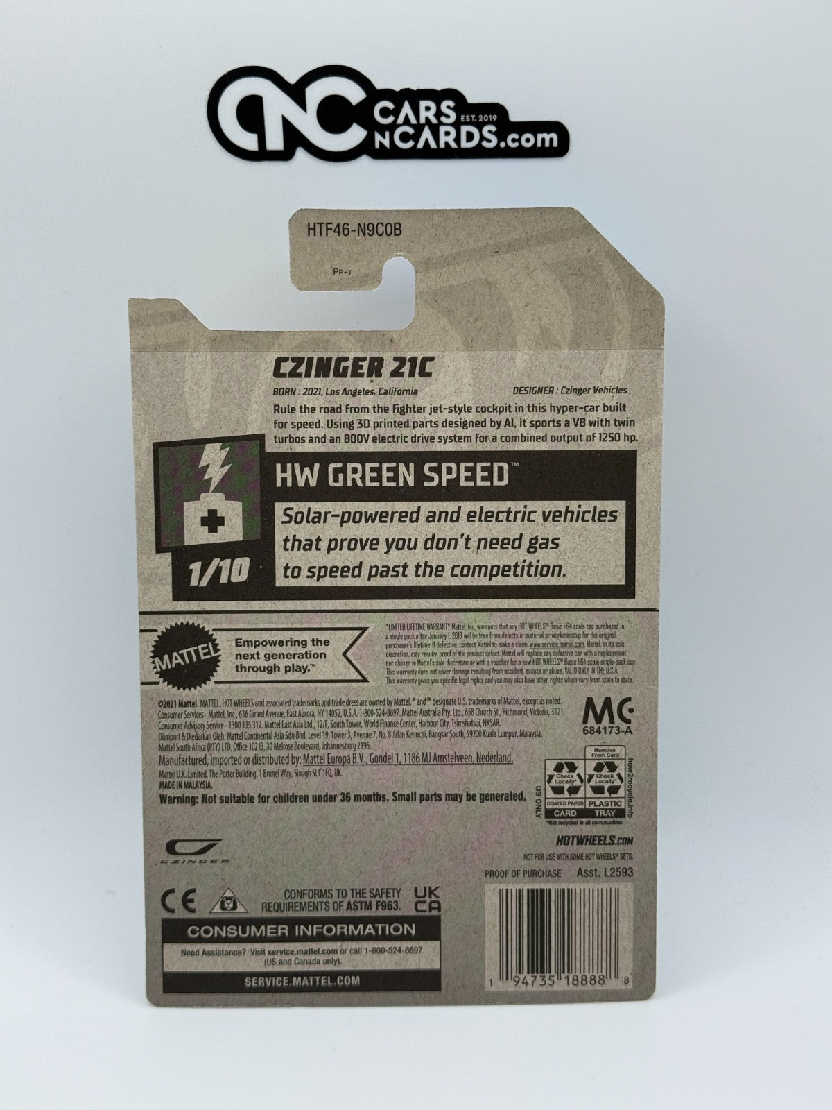 2024 Hot Wheels HW Green Speed 1/10 Zamac Czinger 21C