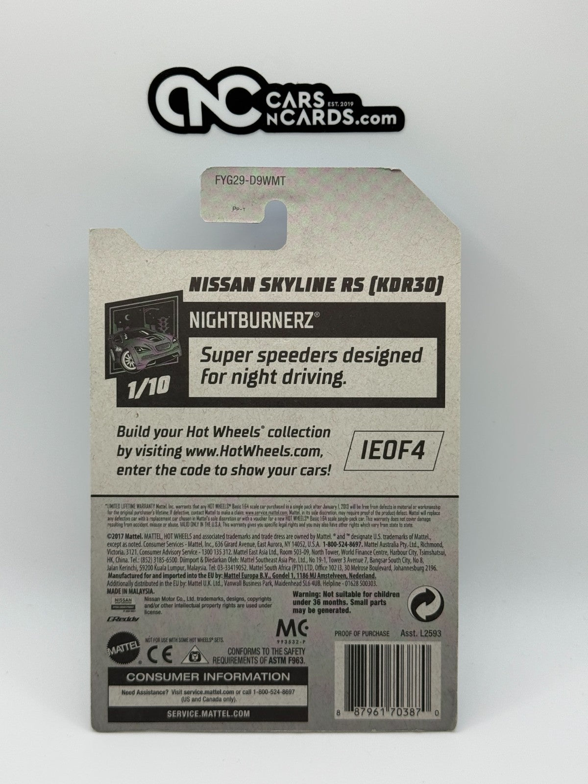 2019 Hot Wheels Nightburnerz 1/10 Zamac Nissan Skyline RS (KDR30) (Soft Corners)