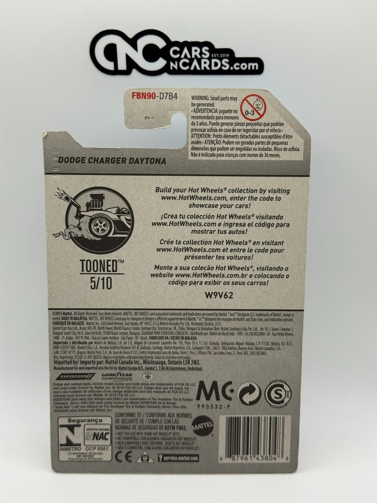 2017 Hot Wheels Tooned 5/10 Zamac Dodge Charger Daytona